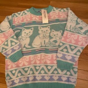Vintage BNWT sparkly cat sweater size medium